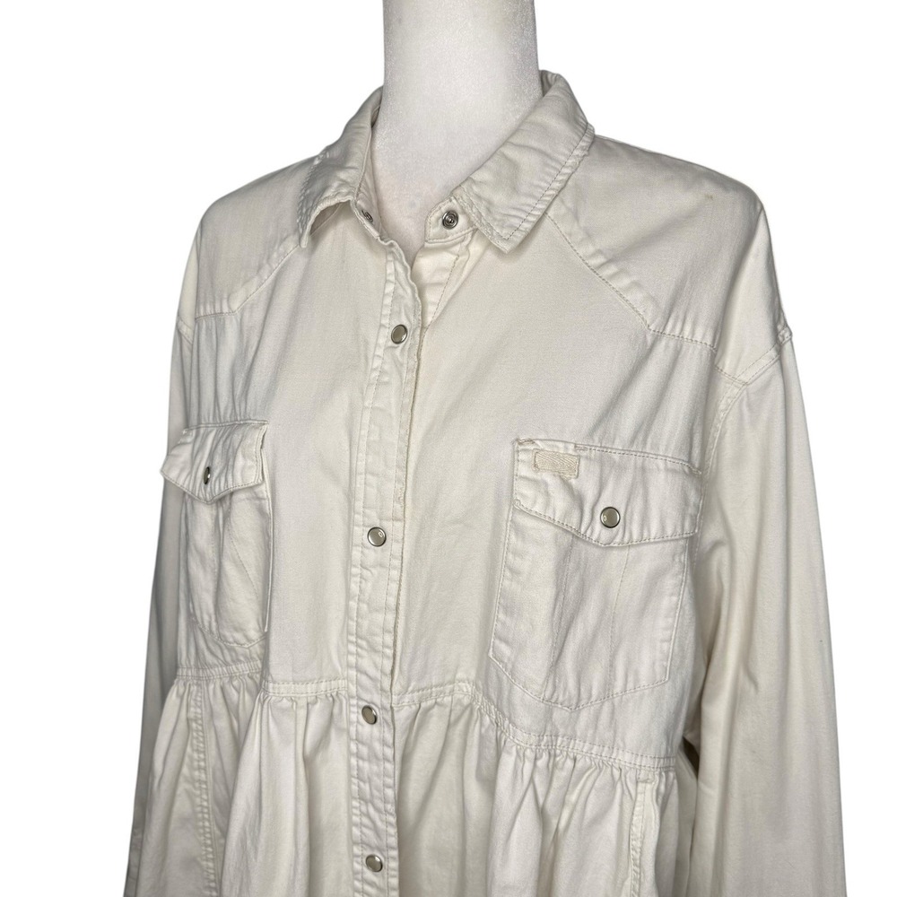 We The Free by Free People "Dylan" Peplum Cotton Denim Shacket – Women's Large - Picture 3 of 13